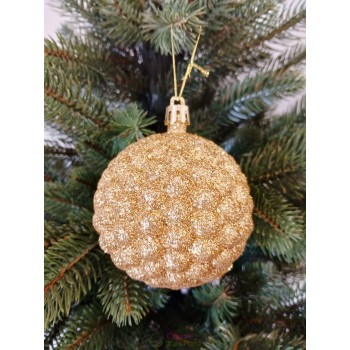 Новогодний шар в блестках "Бульбашка" золотой Ø80мм, цена за набор 4шт